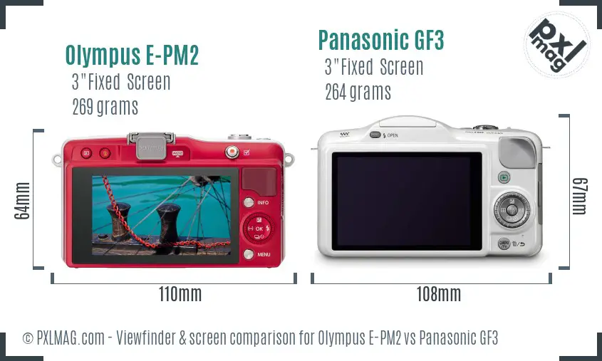 Olympus E-PM2 vs Panasonic GF3 Screen and Viewfinder comparison