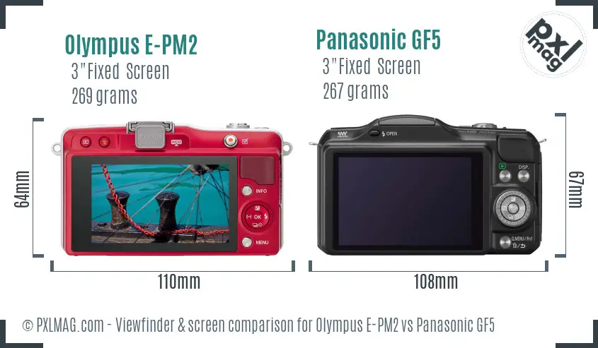 Olympus E-PM2 vs Panasonic GF5 Screen and Viewfinder comparison