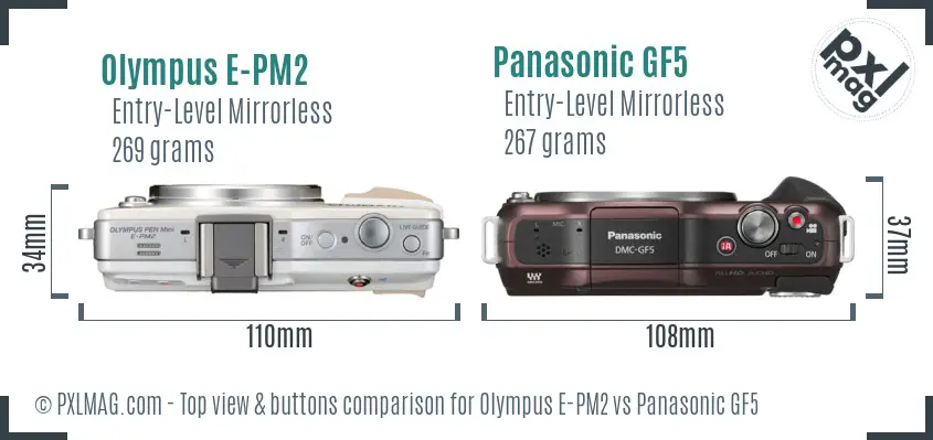 Olympus E-PM2 vs Panasonic GF5 top view buttons comparison