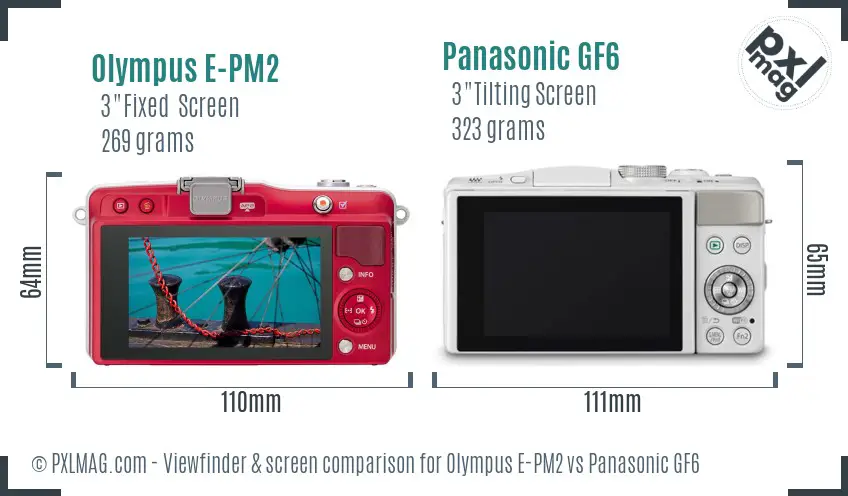 Olympus E-PM2 vs Panasonic GF6 Screen and Viewfinder comparison