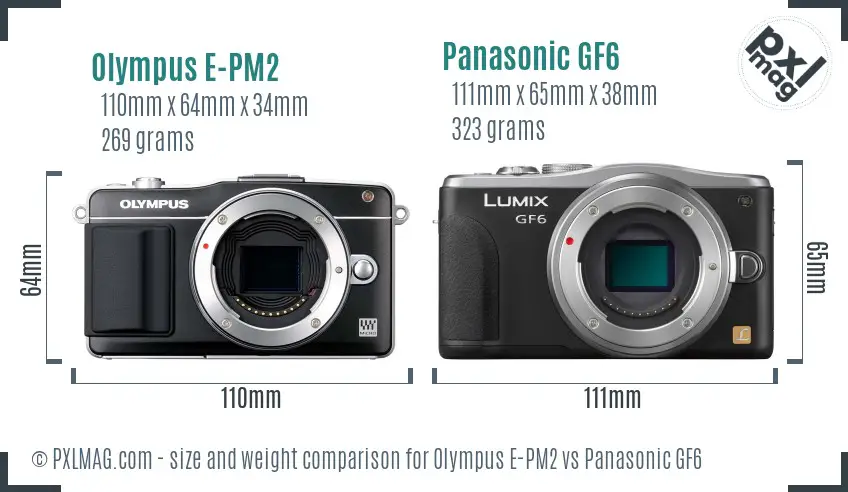 Olympus E-PM2 vs Panasonic GF6 size comparison