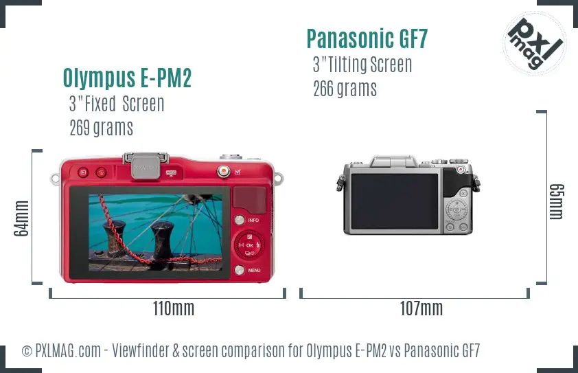 Olympus E-PM2 vs Panasonic GF7 Screen and Viewfinder comparison