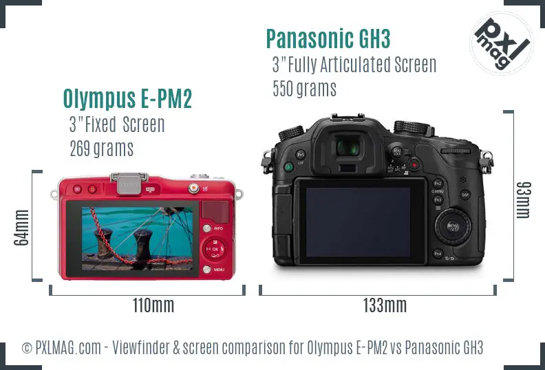 Olympus E-PM2 vs Panasonic GH3 Screen and Viewfinder comparison