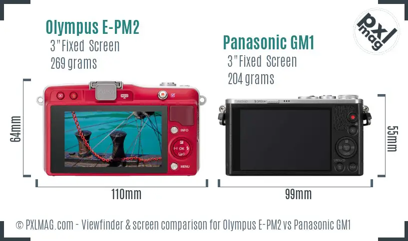 Olympus E-PM2 vs Panasonic GM1 Screen and Viewfinder comparison