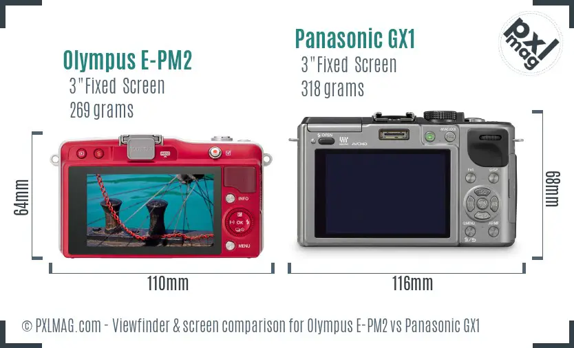 Olympus E-PM2 vs Panasonic GX1 Screen and Viewfinder comparison