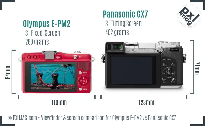 Olympus E-PM2 vs Panasonic GX7 Screen and Viewfinder comparison