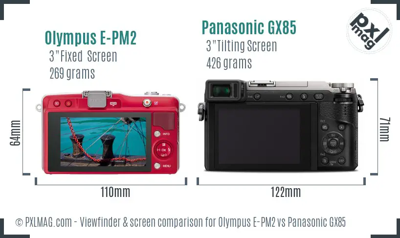 Olympus E-PM2 vs Panasonic GX85 Screen and Viewfinder comparison