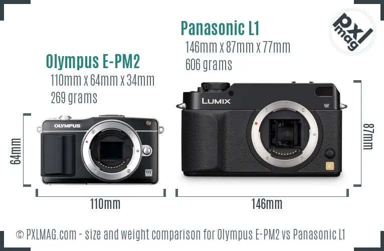 Olympus E-PM2 vs Panasonic L1 size comparison