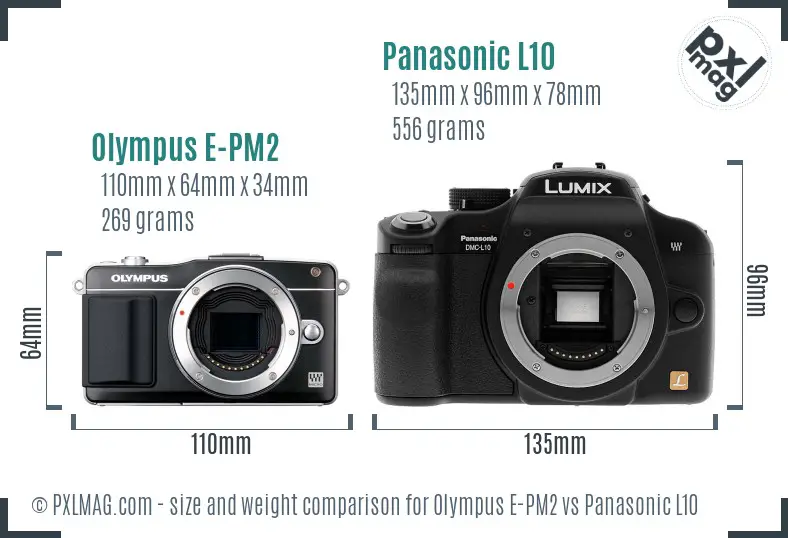 Olympus E-PM2 vs Panasonic L10 size comparison