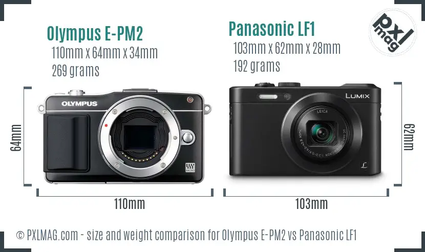 Olympus E-PM2 vs Panasonic LF1 size comparison