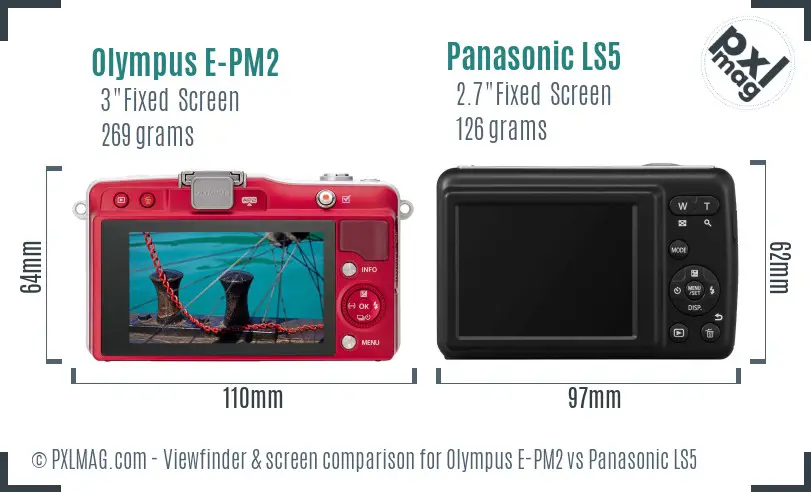 Olympus E-PM2 vs Panasonic LS5 Screen and Viewfinder comparison