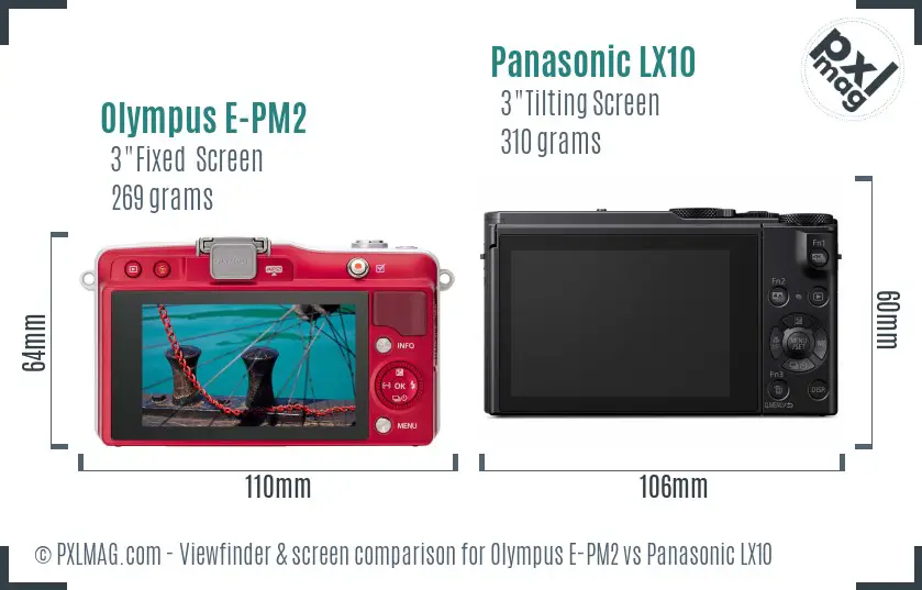 Olympus E-PM2 vs Panasonic LX10 Screen and Viewfinder comparison