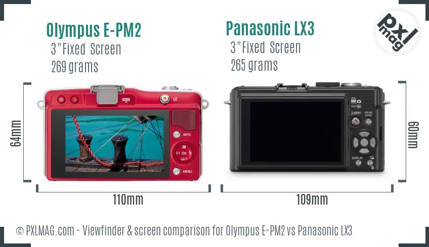 Olympus E-PM2 vs Panasonic LX3 Screen and Viewfinder comparison
