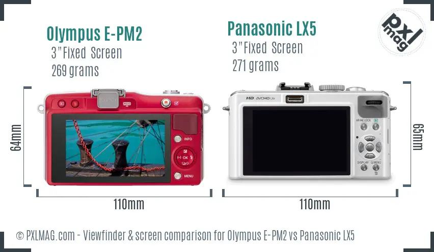 Olympus E-PM2 vs Panasonic LX5 Screen and Viewfinder comparison