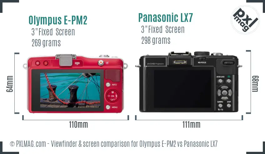 Olympus E-PM2 vs Panasonic LX7 Screen and Viewfinder comparison