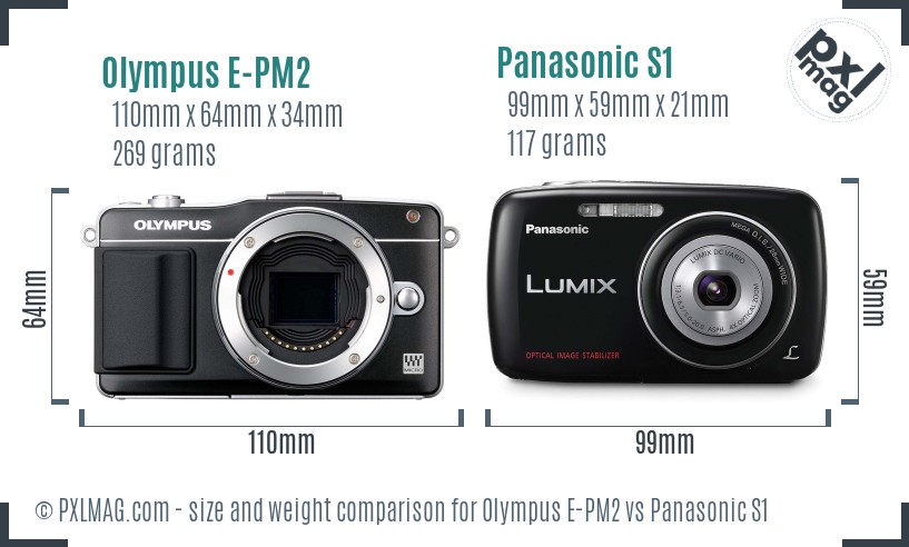 Olympus E-PM2 vs Panasonic S1 size comparison