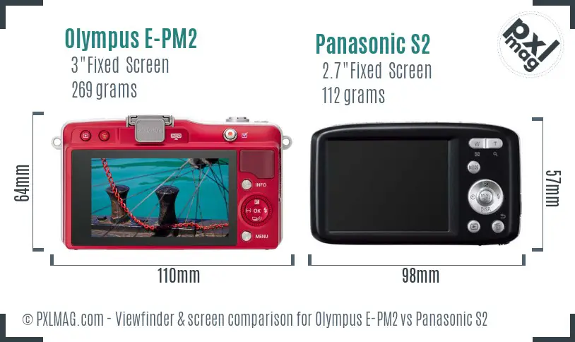 Olympus E-PM2 vs Panasonic S2 Screen and Viewfinder comparison