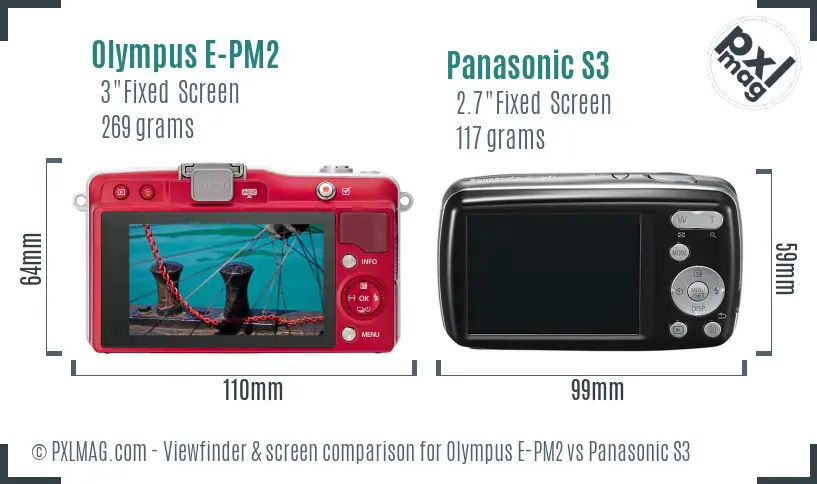 Olympus E-PM2 vs Panasonic S3 Screen and Viewfinder comparison