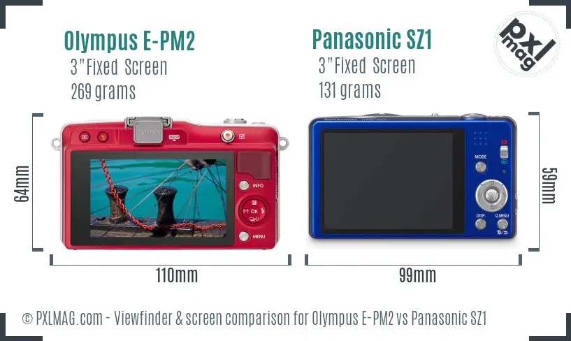 Olympus E-PM2 vs Panasonic SZ1 Screen and Viewfinder comparison