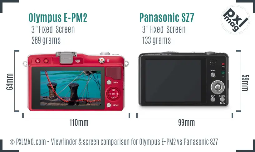 Olympus E-PM2 vs Panasonic SZ7 Screen and Viewfinder comparison