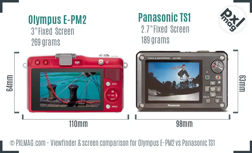 Olympus E-PM2 vs Panasonic TS1 Screen and Viewfinder comparison