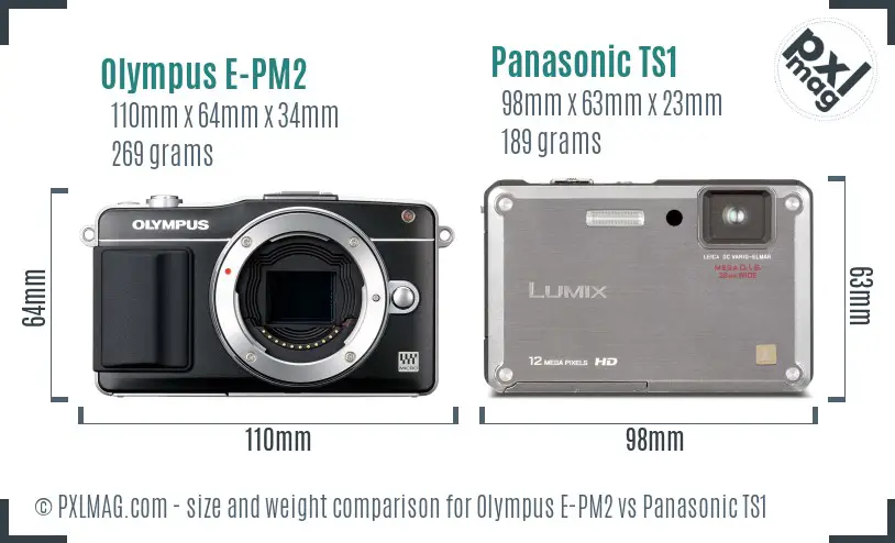 Olympus E-PM2 vs Panasonic TS1 size comparison