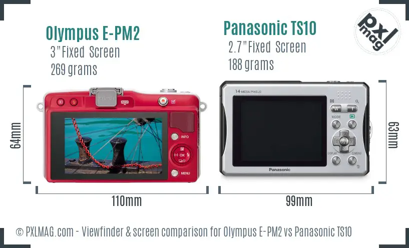Olympus E-PM2 vs Panasonic TS10 Screen and Viewfinder comparison