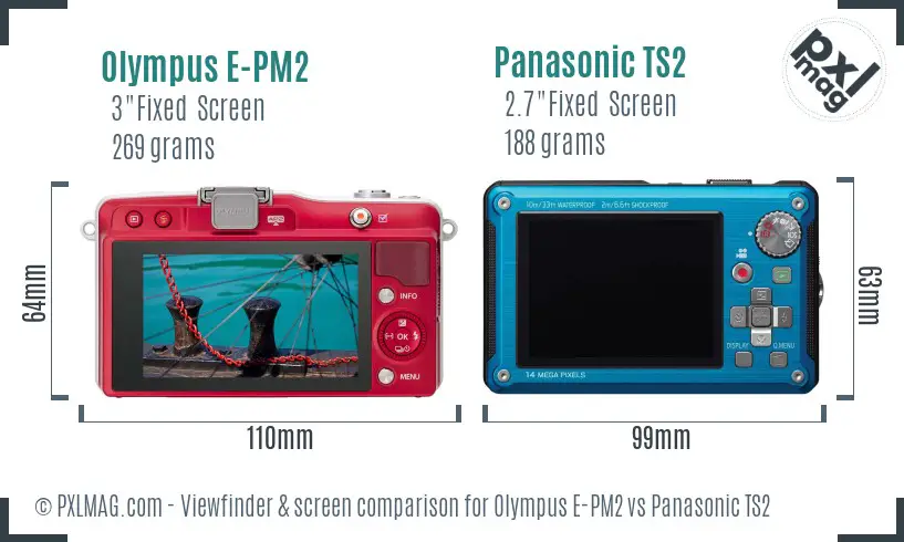 Olympus E-PM2 vs Panasonic TS2 Screen and Viewfinder comparison