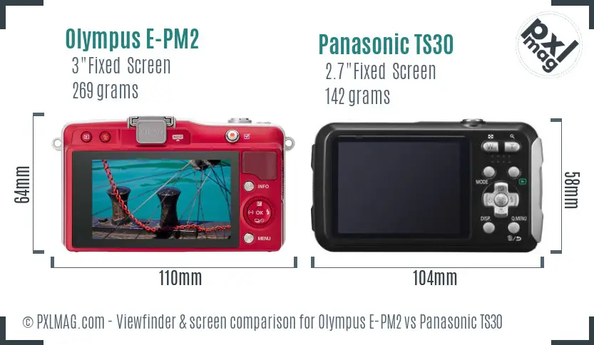 Olympus E-PM2 vs Panasonic TS30 Screen and Viewfinder comparison