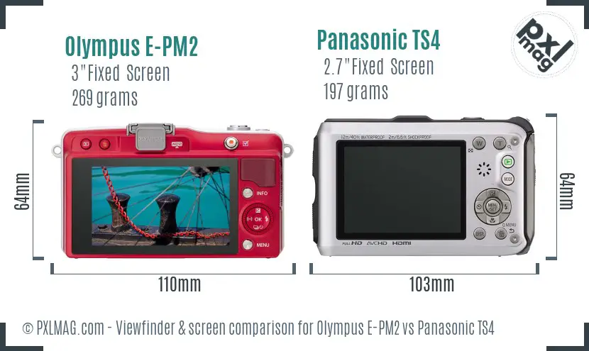 Olympus E-PM2 vs Panasonic TS4 Screen and Viewfinder comparison