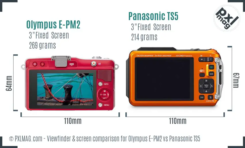 Olympus E-PM2 vs Panasonic TS5 Screen and Viewfinder comparison