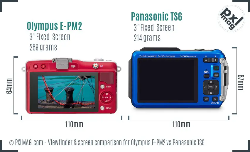 Olympus E-PM2 vs Panasonic TS6 Screen and Viewfinder comparison