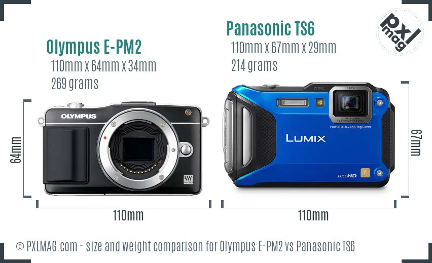 Olympus E-PM2 vs Panasonic TS6 size comparison