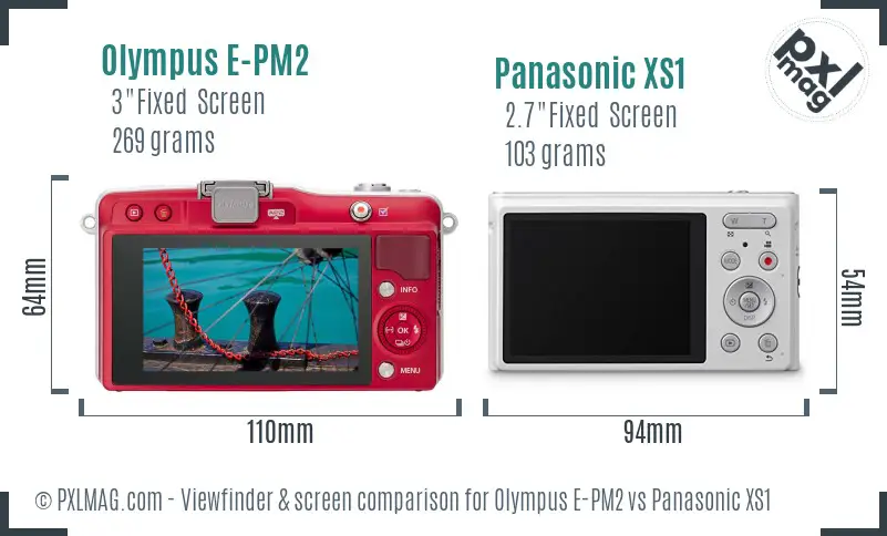 Olympus E-PM2 vs Panasonic XS1 Screen and Viewfinder comparison
