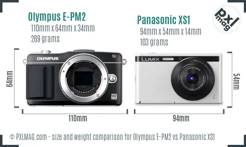 Olympus E-PM2 vs Panasonic XS1 size comparison