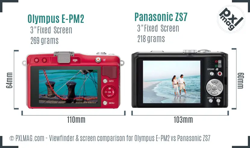 Olympus E-PM2 vs Panasonic ZS7 Screen and Viewfinder comparison
