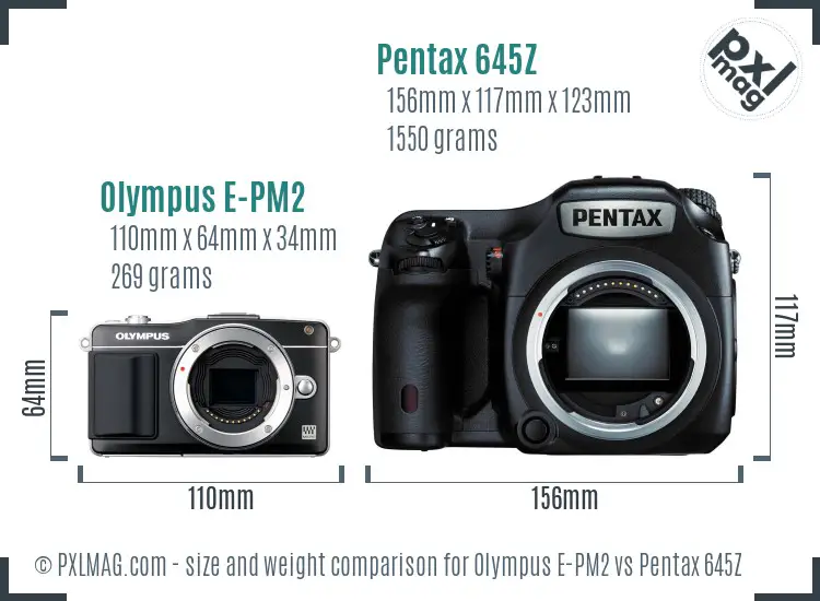 Olympus E-PM2 vs Pentax 645Z size comparison