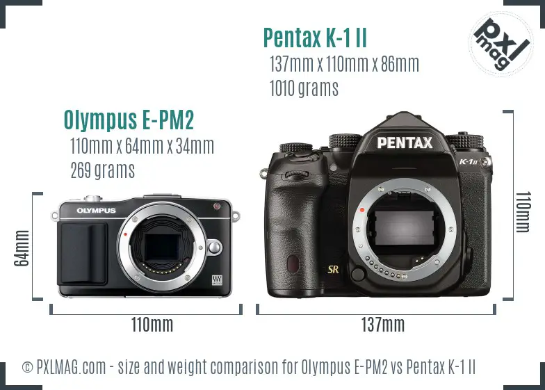 Olympus E-PM2 vs Pentax K-1 II size comparison