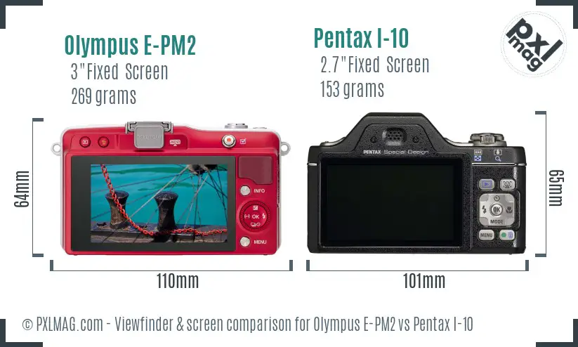 Olympus E-PM2 vs Pentax I-10 Screen and Viewfinder comparison
