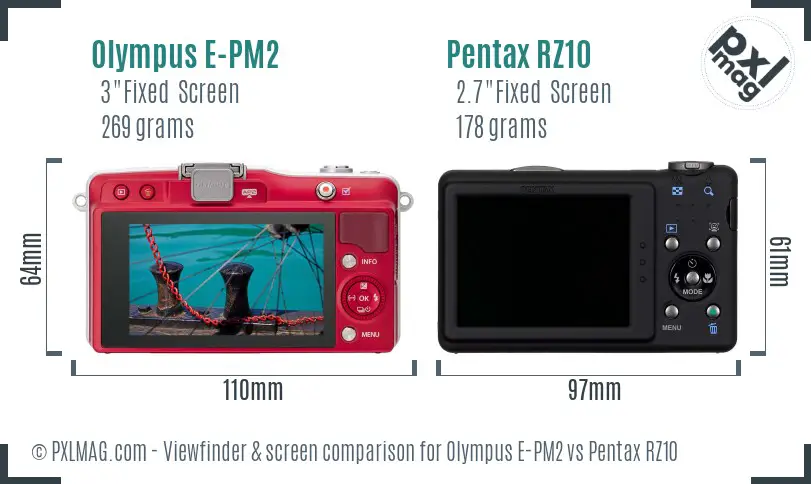Olympus E-PM2 vs Pentax RZ10 Screen and Viewfinder comparison