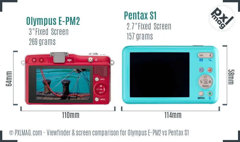 Olympus E-PM2 vs Pentax S1 Screen and Viewfinder comparison