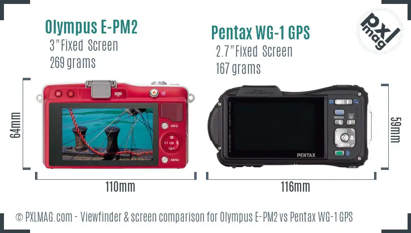 Olympus E-PM2 vs Pentax WG-1 GPS Screen and Viewfinder comparison