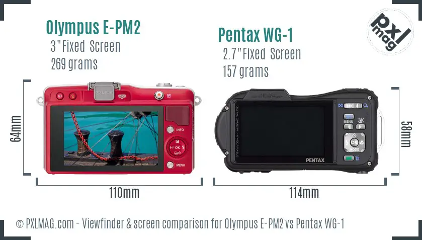 Olympus E-PM2 vs Pentax WG-1 Screen and Viewfinder comparison