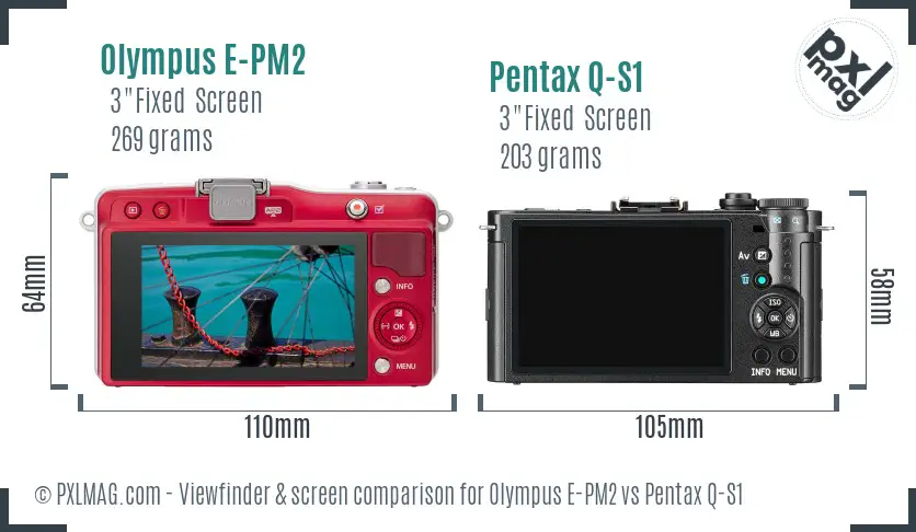 Olympus E-PM2 vs Pentax Q-S1 Screen and Viewfinder comparison