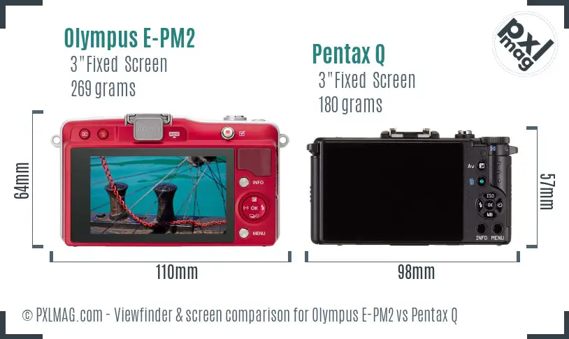 Olympus E-PM2 vs Pentax Q Screen and Viewfinder comparison
