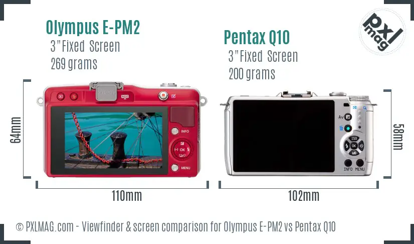 Olympus E-PM2 vs Pentax Q10 Screen and Viewfinder comparison