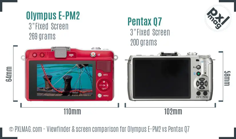 Olympus E-PM2 vs Pentax Q7 Screen and Viewfinder comparison