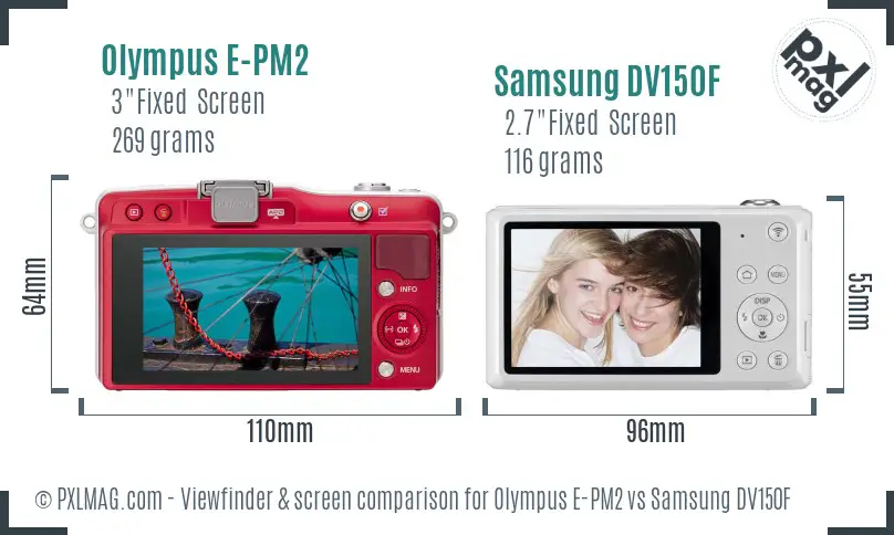 Olympus E-PM2 vs Samsung DV150F Screen and Viewfinder comparison Olympus E-PM2 vs Samsung DV150F Screen and Viewfinder comparison