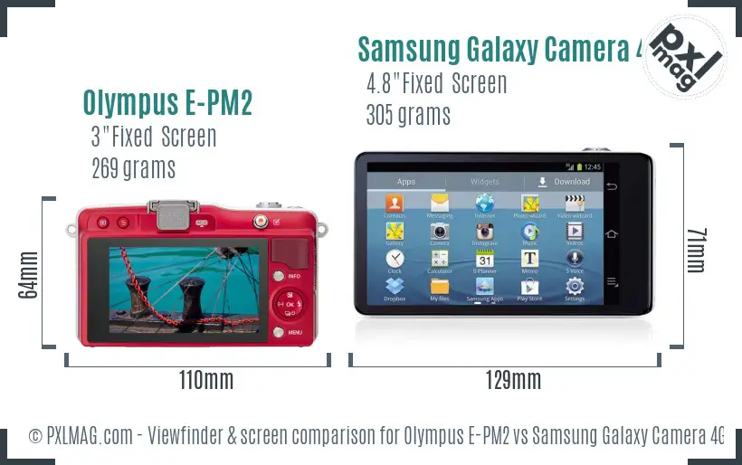 Olympus E-PM2 vs Samsung Galaxy Camera 4G Screen and Viewfinder comparison