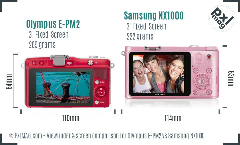 Olympus E-PM2 vs Samsung NX1000 Screen and Viewfinder comparison